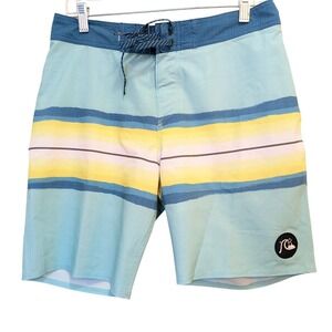 Quiksilver Board Shorts Men's 29 Highline Stripe Swim Trunks Surf Travel Beach